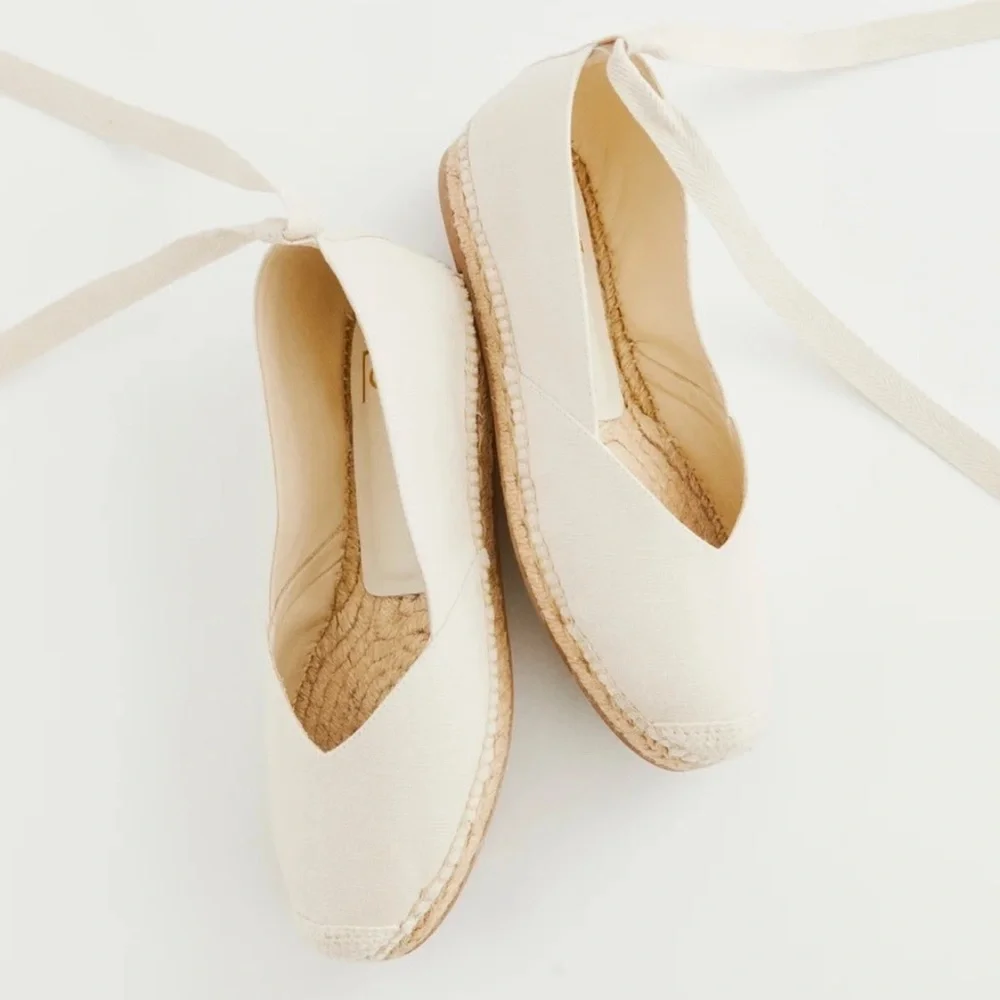 Reformation Iona Flat Espadrilles | Optional Laces | Size 8